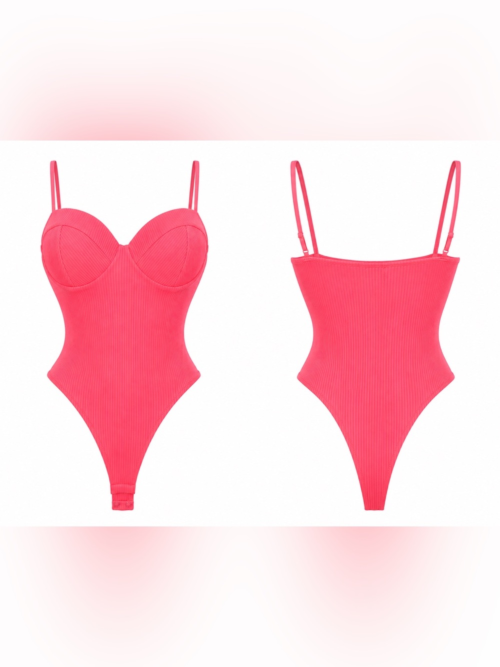 Ribbed Bodysuit in Hot Pink